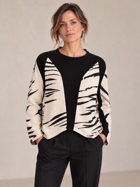 Lotus Eaters Colbon Abstract Knit High Low Sweater